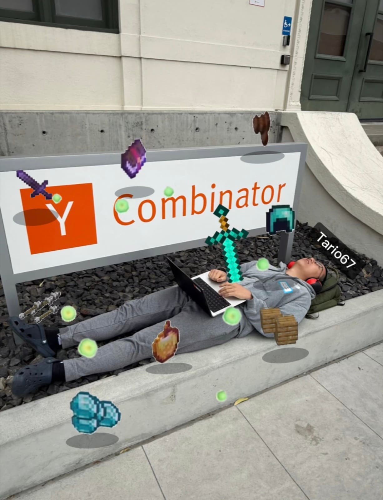 An OpenTrade team member working outside Y Combinator